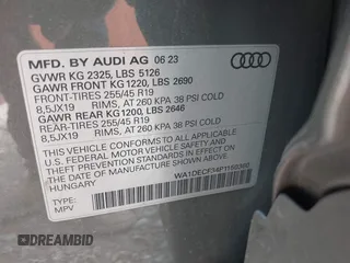 2023 Audi Q3 S line Premium with VIN WA1DECF34P1150360, listed as a IAAI auction lot 42694889 with 19,489 mi miles and . Bid and sale history available at DreamBid. Image 9.
