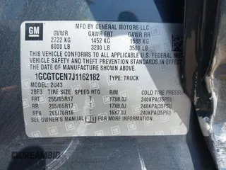 2018 Chevrolet Colorado 4WD LT z VIN 1GCGTCEN7J1162182, wystawiony jako IAAI lot #42108523 z przebiegiem 88 195 mil mil oraz . Historia ofert i sprzedaży dostępna na DreamBid. Obrazek 9.