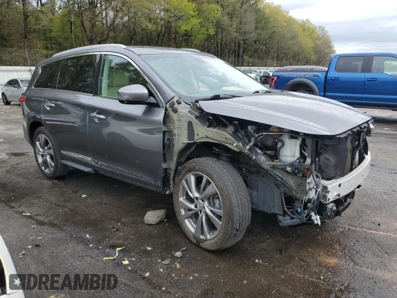 2015 Infiniti QX60 with VIN 5N1AL0MM1FC507436, listed as a Copart auction lot 50399365 with 80,006 mi miles and Salvage Title. Bid and sale history available at DreamBid. Image 4.