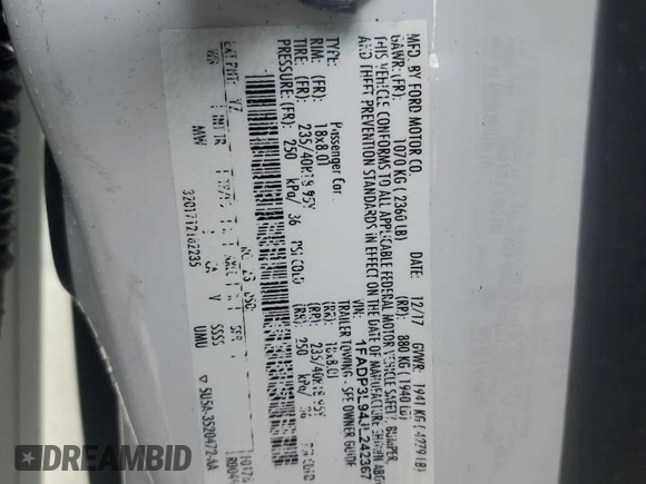 2018 Ford Focus ST with VIN 1FADP3L94JL242367, listed as a Copart auction lot 49285495 with 87,566 mi miles and Salvage Title. Bid and sale history available at DreamBid. Image 12.