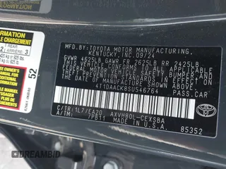2025 Toyota Camry LE with VIN 4T1DAACK8SU546764, listed as a IAAI auction lot 41981231 with 2,338 mi miles and . Bid and sale history available at DreamBid. Image 9.