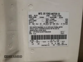 2007 Ford F-150 XLT с VIN 1FTPW12V67FB82595, выставлен на аукционе Copart как лот 58973135 с пробегом 292 855 миль миль и Списание • Salvage title. История ставок и продаж доступна на DreamBid. Изображение 12.