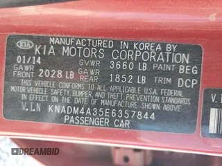 2014 Kia Rio LX with VIN KNADM4A35E6357844, listed as a Copart auction lot 55349705 with 173,026 mi miles and Clean Title. Bid and sale history available at DreamBid. Image 12.