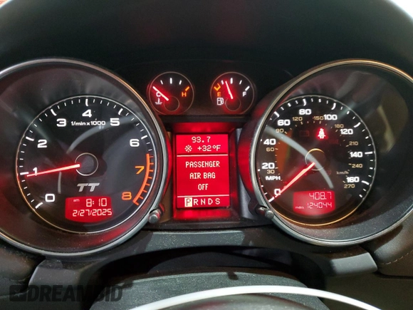 2008 Audi TT 3.2L with VIN TRUDD38J181001528, listed as a Copart auction lot 46397315 with 124,044 mi miles and Salvage Title. Bid and sale history available at carsss.com. Image 9.