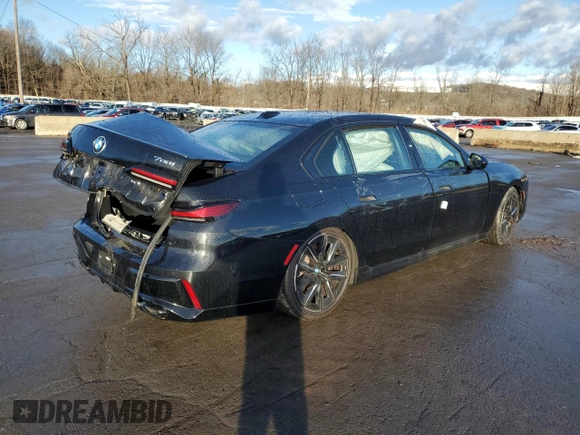 2023 BMW 7 Series 760i xDrive with VIN WBA33EJ0XPCM80117, listed as a Copart auction lot 84407104 with Not provided miles and Salvage title. Bid and sale history available at DreamBid. Image 3.