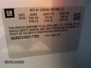 2014 Cadillac CTS Performance RWD with VIN 1G6AS5S35E0177365, listed as a Copart auction lot 68710594 with Not Provided miles and Salvage Title. Bid and sale history available at DreamBid. Image 14.