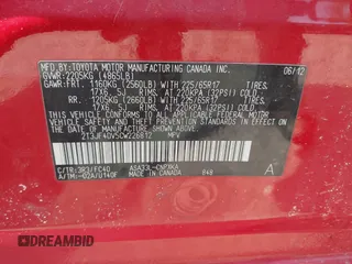 2012 Toyota RAV4 с VIN 2T3JF4DV5CW226812, выставлен на аукционе IAAI как лот 42460414 с пробегом 105 241 миль миль и . История ставок и продаж доступна на DreamBid. Изображение 9.