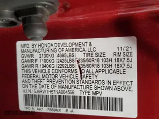 2022 Honda CR-V EX with VIN 5J6RW1H57NA004568, listed as a Copart auction lot 49848735 with 42,281 mi miles and Salvage Title. Bid and sale history available at carsss.com. Image 16.