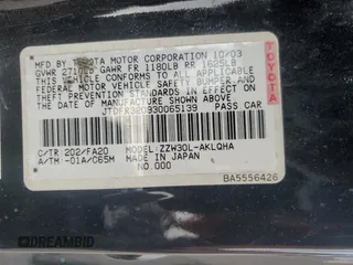 2003 Toyota MR2 z VIN JTDFR320930065139, wystawiony jako Copart lot #55174975 z przebiegiem 122 156 mil mil oraz Szkody całkowita. Historia ofert i sprzedaży dostępna na DreamBid. Obrazek 12.