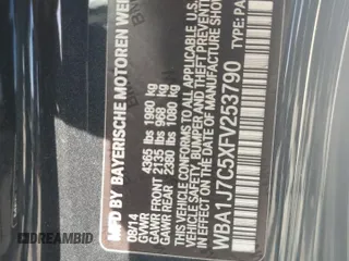 2015 BMW 2 Series M235i with VIN WBA1J7C5XFV253790, listed as a Copart auction lot 57155255 with 136,967 mi miles and Salvage title. Bid and sale history available at DreamBid. Image 12.