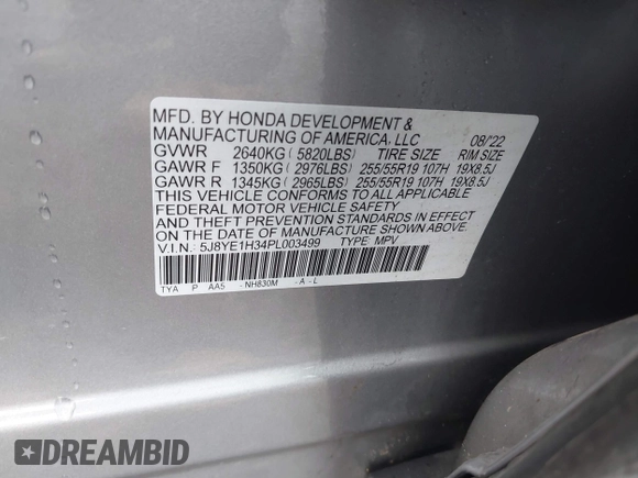 2023 Acura MDX with VIN 5J8YE1H34PL003499, listed as a IAAI auction lot 41848928 with 44,517 mi miles and . Bid and sale history available at DreamBid. Image 9.