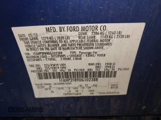 2013 Ford Taurus Limited with VIN 1FAHP2F89DG102388, listed as a IAAI auction lot 42778296 with 207,517 mi miles and . Bid and sale history available at DreamBid. Image 9.