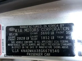 2016 Kia Rio LX with VIN KNADM4A38G6678540, listed as a Copart auction lot 72779604 with 117,754 mi miles and Salvage Title. Bid and sale history available at DreamBid. Image 15.