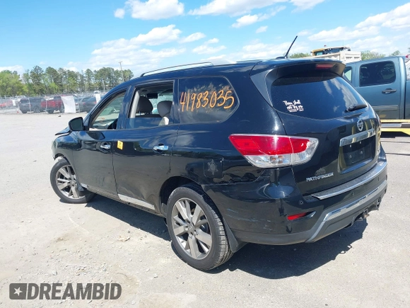 2014 Nissan Pathfinder Platinum with VIN 5N1AR2MM2EC654678, listed as a IAAI auction lot 41983035 with 140,989 mi miles and . Bid and sale history available at DreamBid. Image 3.