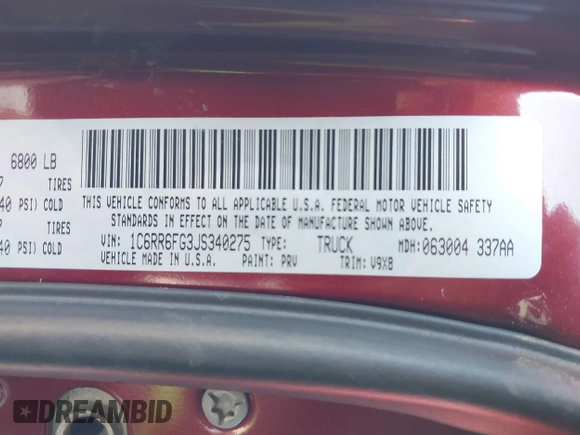 2018 Ram 1500 Tradesman с VIN 1C6RR6FG3JS340275, выставлен на аукционе IAAI как лот 41287420 с пробегом 176 000 миль миль и . История ставок и продаж доступна на DreamBid. Изображение 9.