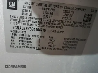 2016 Chevrolet Equinox LS with VIN 2GNALBEK6G1164716, listed as a Copart auction lot 87789005 with Not Provided miles and Salvage Title. Bid and sale history available at carsss.com. Image 13.