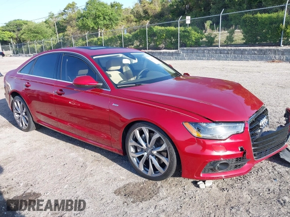 2014 Audi A6 Prestige with VIN WAUHGAFC6EN060054, listed as a IAAI auction lot 42006061 with 42,381 mi miles and . Bid and sale history available at DreamBid. Image 1.