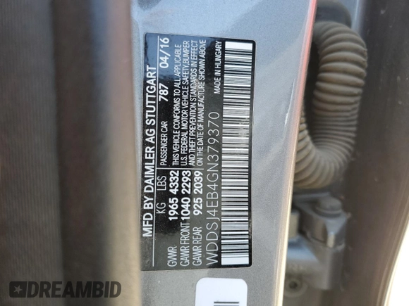 2016 Mercedes-Benz CLA 250 with VIN WDDSJ4EB4GN379370, listed as a Copart auction lot 53636045 with 132,813 mi miles and Salvage Title. Bid and sale history available at DreamBid. Image 14.