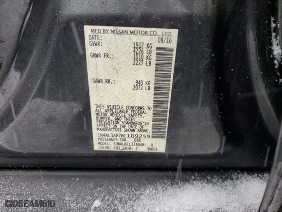 2017 Nissan Altima 2.5 S with VIN 1N4AL3AP2HC109259, listed as a Copart auction lot 44937845 with 109,920 mi miles and Salvage Title. Bid and sale history available at carsss.com. Image 12.