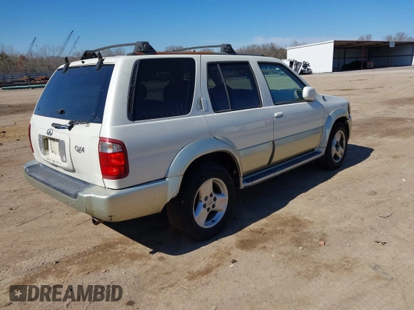 2002 Infiniti QX4 with VIN JNRDR09X82W210434, listed as a IAAI auction lot 41638875 with 230,765 mi miles and . Bid and sale history available at DreamBid. Image 4.