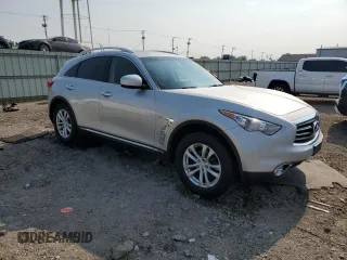 2014 Infiniti QX70 with VIN JN8CS1MW8EM411680, listed as a Copart auction lot 60350065 with 124,245 mi miles and Salvage title. Bid and sale history available at DreamBid. Image 4.