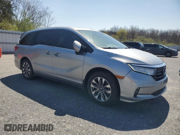 2022 Honda Odyssey EX-L with VIN 5FNRL6H73NB067462, listed as a Copart auction lot 53811365 with 44,182 mi miles and Salvage Title. Bid and sale history available at DreamBid. Image 4.