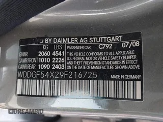 2009 Mercedes-Benz C 300 Sport with VIN WDDGF54X29F216725, listed as a IAAI auction lot 42239560 with 189,385 mi miles and . Bid and sale history available at DreamBid. Image 9.