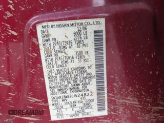 2007 Nissan Pathfinder SE with VIN 5N1AR18W87C624822, listed as a IAAI auction lot 41990477 with 220,869 mi miles. Bid and sale history available at carsss.com. Image 9.
