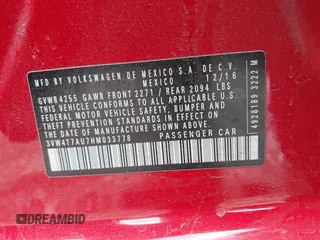 2017 Volkswagen GTI S z VIN 3VW4T7AU7HM033778, wystawiony jako IAAI lot #42059426 z przebiegiem 70 115 mil mil oraz . Historia ofert i sprzedaży dostępna na DreamBid. Obrazek 9.