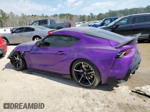 2022 Toyota Supra 3.0 with VIN WZ1DB0C02NW050038, listed as a Copart auction lot 47688985 with Not provided miles and Salvage title. Bid and sale history available at DreamBid. Image 2.