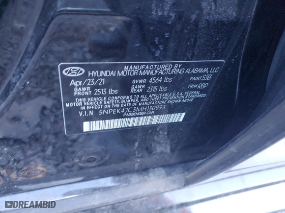 2021 Hyundai Sonata N Line with VIN 5NPEK4JC3MH130993, listed as a Copart auction lot 45271585 with 21,782 mi miles and Salvage Title. Bid and sale history available at carsss.com. Image 12.