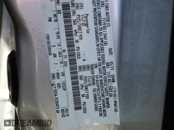 2015 Ford C-Max Energi SEL with VIN 1FADP5CU7FL118536, listed as a Copart auction lot 56457344 with 110,820 mi miles and Salvage Title. Bid and sale history available at carsss.com. Image 13.