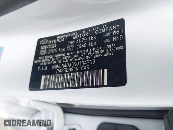 2025 Hyundai Elantra Limited z VIN KMHLN4DJ5SU134793, wystawiony jako IAAI lot #42044140 z przebiegiem 808 mil mil oraz . Historia ofert i sprzedaży dostępna na DreamBid. Obrazek 9.