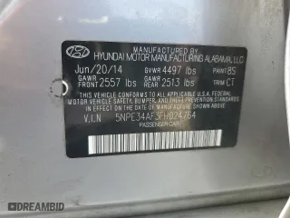 2015 Hyundai Sonata 2.4L Limited with VIN 5NPE34AF3FH024764, listed as a Copart auction lot 50980725 with 163,846 mi miles and Salvage Title. Bid and sale history available at carsss.com. Image 14.