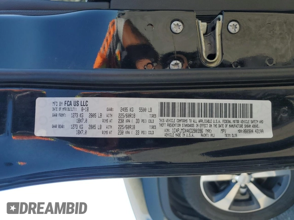 2019 Jeep Cherokee Limited with VIN 1C4PJMDX4KD280396, listed as a Copart auction lot 61583365 with 126,586 mi miles and Clean title. Bid and sale history available at DreamBid. Image 13.