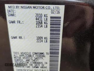2016 Nissan LEAF S with VIN 1N4BZ0CP5GC307802, listed as a Copart auction lot 43436535 with 50,359 mi miles and Salvage Title. Bid and sale history available at DreamBid. Image 12.