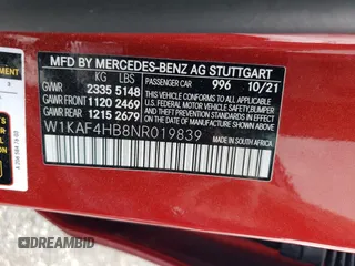 2022 Mercedes-Benz C 300 z VIN W1KAF4HB8NR019839, wystawiony jako Copart lot #62828774 z przebiegiem Nie podano mil oraz Szkoda całkowita • Salvage title. Historia ofert i sprzedaży dostępna na DreamBid. Obrazek 12.