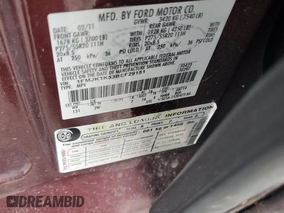 2011 Ford Expedition Max Limited with VIN 1FMJK1K53BEF29151, listed as a Copart auction lot 63916674 with 218,711 mi miles and Clean title. Bid and sale history available at DreamBid. Image 13.