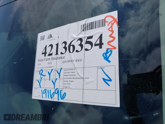 2014 Infiniti Q50 Premium z VIN JN1BV7AP3EM690571, wystawiony jako IAAI lot #42136354 z przebiegiem 191 969 mil mil oraz . Historia ofert i sprzedaży dostępna na DreamBid. Obrazek 17.