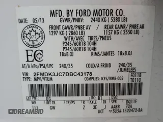 2013 Ford Edge SEL with VIN 2FMDK3JC7DBC43178, listed as a Copart auction lot 87315104 with 178,147 mi miles and Non Repairable. Bid and sale history available at carsss.com. Image 13.