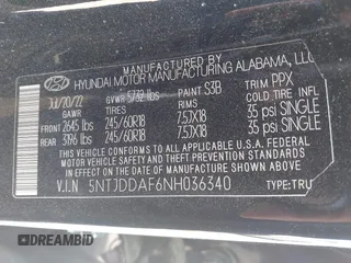 2022 Hyundai Santa Cruz SEL Premium z VIN 5NTJDDAF6NH036340, wystawiony jako IAAI lot #42062271 z przebiegiem 33 095 mil mil oraz . Historia ofert i sprzedaży dostępna na DreamBid. Obrazek 9.