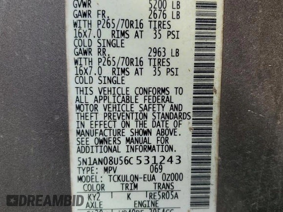 2006 Nissan Xterra SE с VIN 5N1AN08U56C531243, выставлен на аукционе Copart как лот 57488195 с пробегом 280 825 миль миль и Чистый • Clean title. История ставок и продаж доступна на DreamBid. Изображение 12.