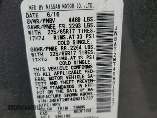 2016 Nissan Rogue SV with VIN JN8AT2MT4GW015737, listed as a Copart auction lot 49930235 with 106,858 mi miles and Salvage Title. Bid and sale history available at carsss.com. Image 16.