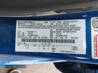2019 Ford Fiesta SE with VIN 3FADP4BJ5KM116889, listed as a IAAI auction lot 41962192 with 15,682 mi miles. Bid and sale history available at carsss.com. Image 9.