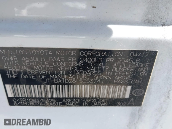 2017 Lexus IS 200t с VIN JTHBA1D28H5053744, выставлен на аукционе IAAI как лот 42397328 с пробегом 117 241 миль миль и . История ставок и продаж доступна на DreamBid. Изображение 9.