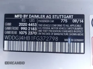 2015 Mercedes-Benz C with VIN WDDGJ4HB1FG372798, listed as a IAAI auction lot 41968536 with 56,007 mi miles. Bid and sale history available at carsss.com. Image 9.