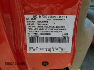 2000 Ford Focus SE with VIN 1FAFP343XYW168903, listed as a Copart auction lot 46678585 with 81,991 mi miles and Salvage Title. Bid and sale history available at carsss.com. Image 12.