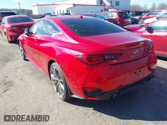 2021 Infiniti Q60 Red Sport 400 with VIN JN1FV7LL8MM560392, listed as a IAAI auction lot 41548964 with 14,057 mi miles and . Bid and sale history available at DreamBid. Image 3.