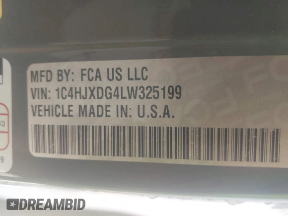 2020 Jeep Wrangler Unlimited Sport S с VIN 1C4HJXDG4LW325199, выставлен на аукционе IAAI как лот 42562063 с пробегом 18 350 миль миль и . История ставок и продаж доступна на DreamBid. Изображение 9.
