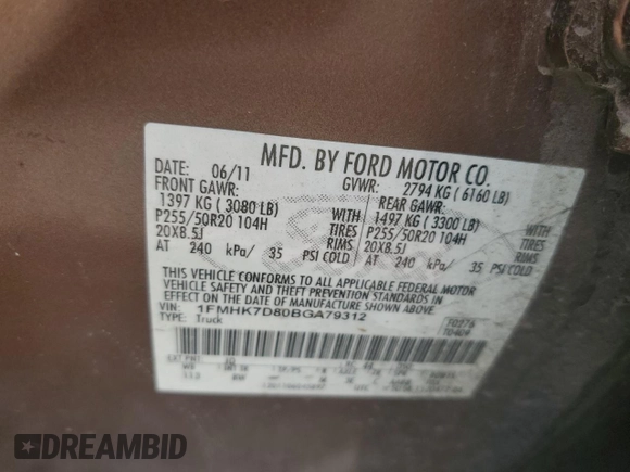 2011 Ford Explorer XLT с VIN 1FMHK7D80BGA79312, выставлен на аукционе Copart как лот 54350095 с пробегом 161 934 миль миль и Списание • Salvage title. История ставок и продаж доступна на DreamBid. Изображение 13.